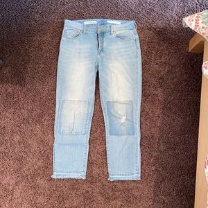 Anthro Distressed Patchwork Jeans